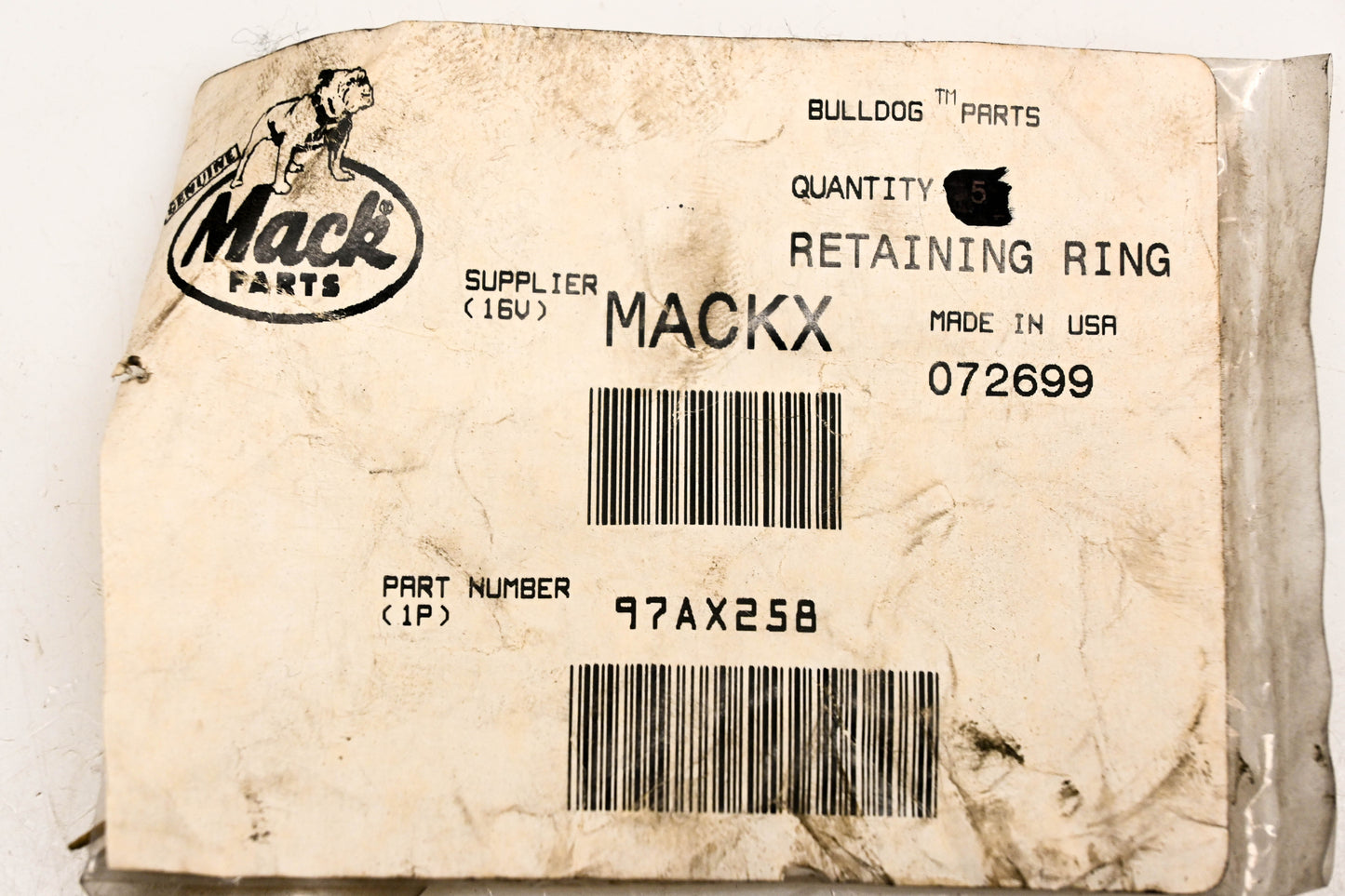 Mack 97AX258 Retaining Ring NOS