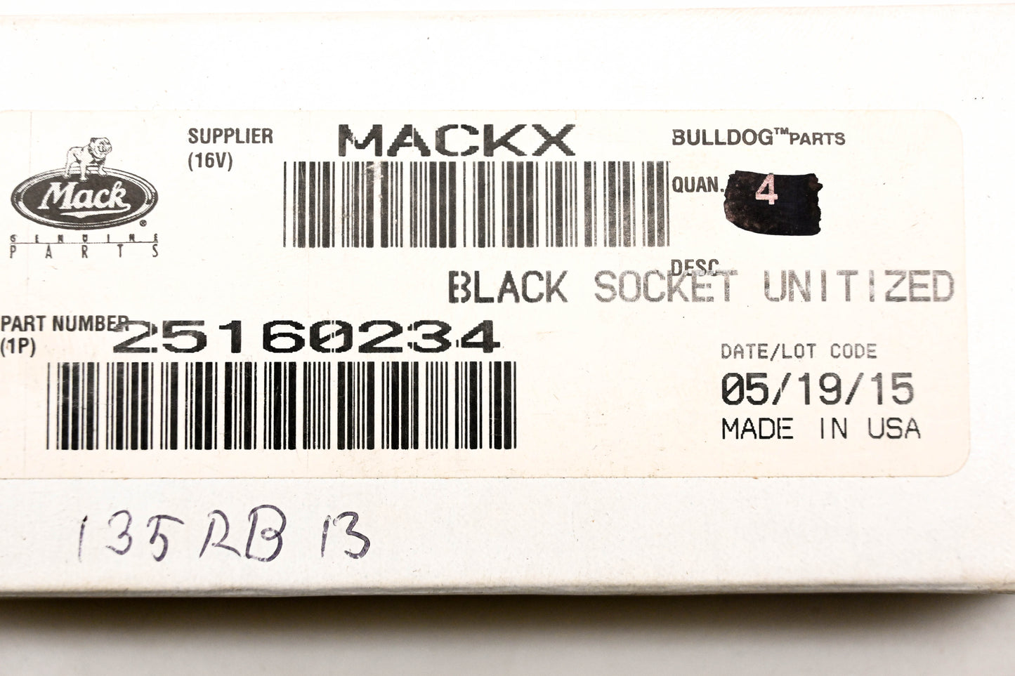 Mack 25160234, 135RB13 Black Hood Latch Socket NOS