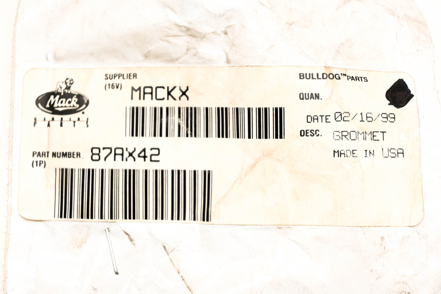 Mack 87AX42 Grommet NOS