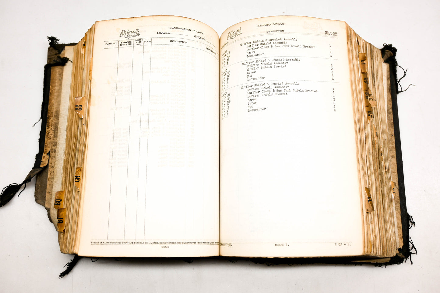 Mack AY007-15 1934-39 Parts Classification Book Volume 1