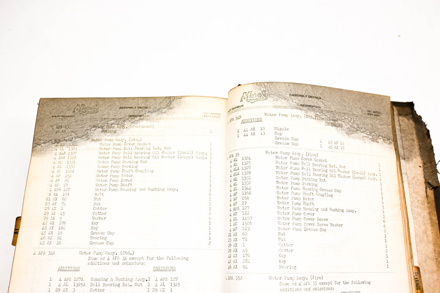 Mack AY008-20 1934-39 Parts Classification Book Volume 2
