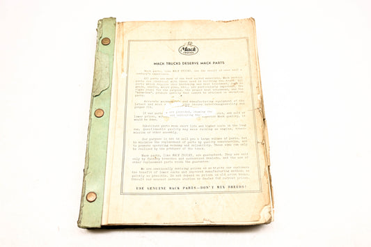 Mack 2215 Circa 1953 Model B-61S Truck Parts List Manual