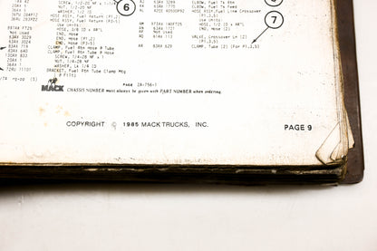 Mack AY010-17 1985 Model R688ST Customized Parts Book