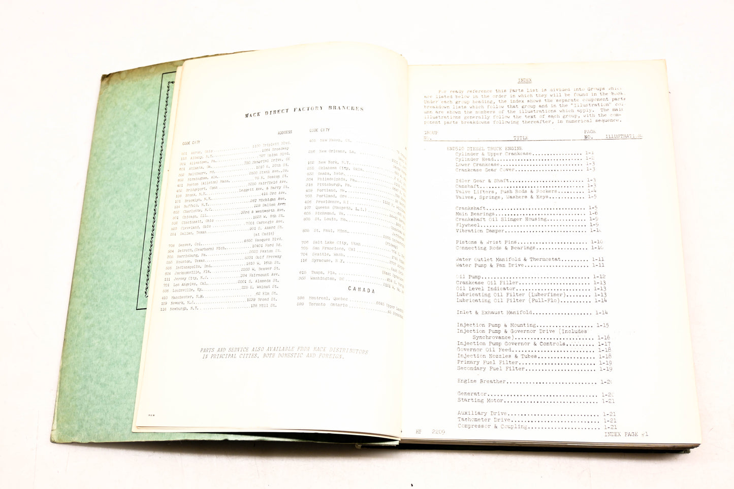 Mack 2209 1954 Model B-41S Truck Parts List Manual