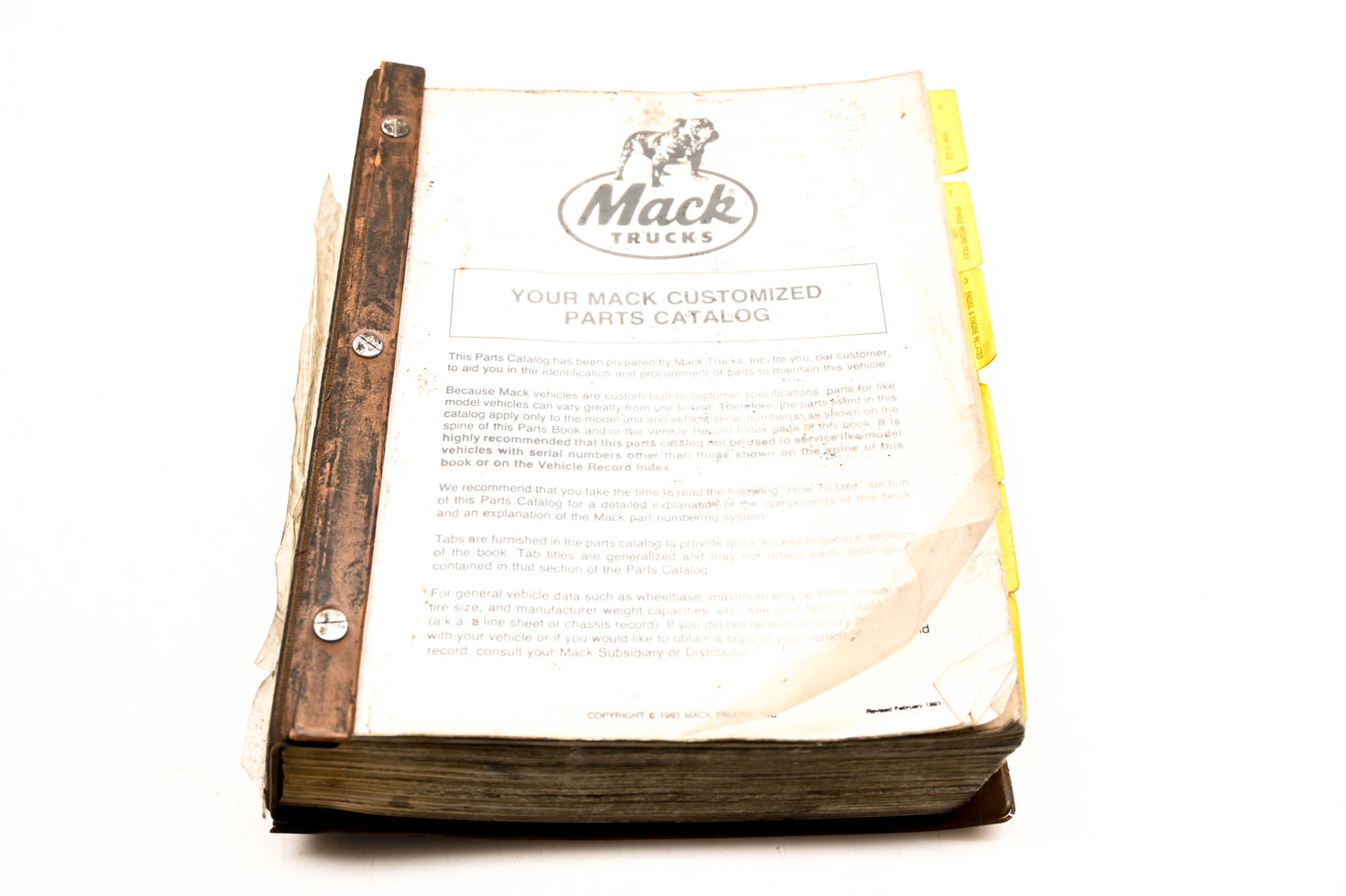 Mack AY014-16 1993 Model DM688SX Customized Parts Book