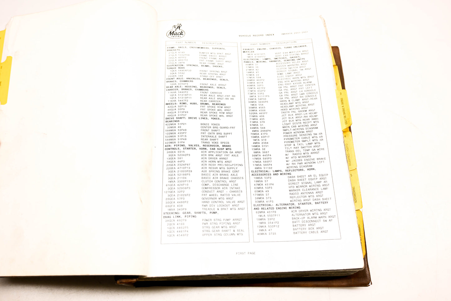 Mack AY014-16 1993 Model DM688SX Customized Parts Book