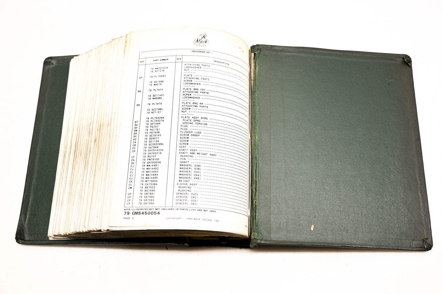 Mack AY017-17 1984 Model MH613 Parts List Manual