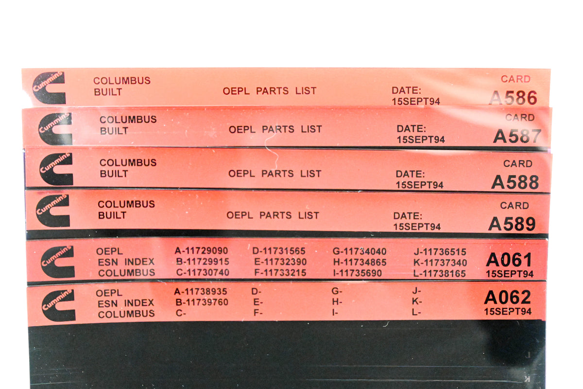 Cummins A061, A587, A589 1994 Columbus OEPL Parts List Lot Of 6 Microfiche NOS