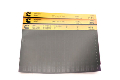Cummins I003, I100, I101 1994 Daventry OEPL Parts List & ESN Index Lot Of 3 Microfiche NOS