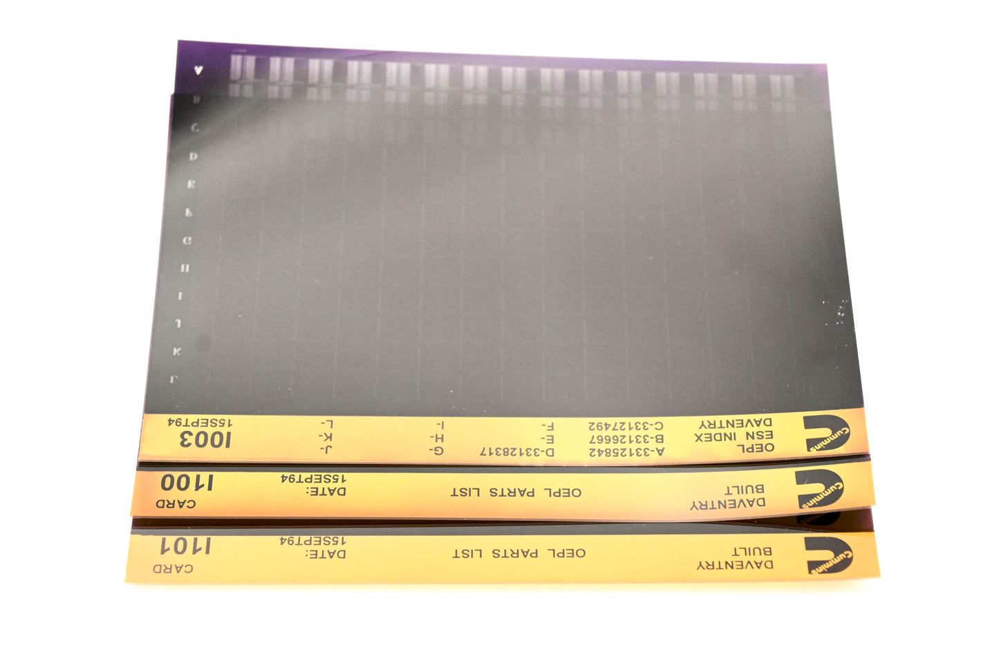 Cummins I003, I100, I101 1994 Daventry OEPL Parts List & ESN Index Lot Of 3 Microfiche NOS