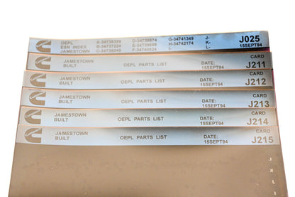 Cummins J025, J211, J215 1994 Jamestown OEPL Parts List & ES Index Lot Of 6 Microfiche NOS