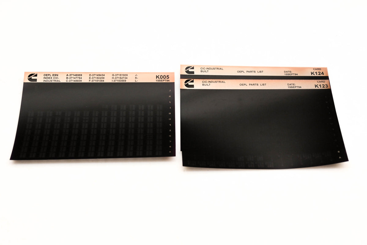 Cummins K005, K123, K124 1994 CIC Industrial OEPL Parts List & ENS Index Lot of 3 Microfiche NOS
