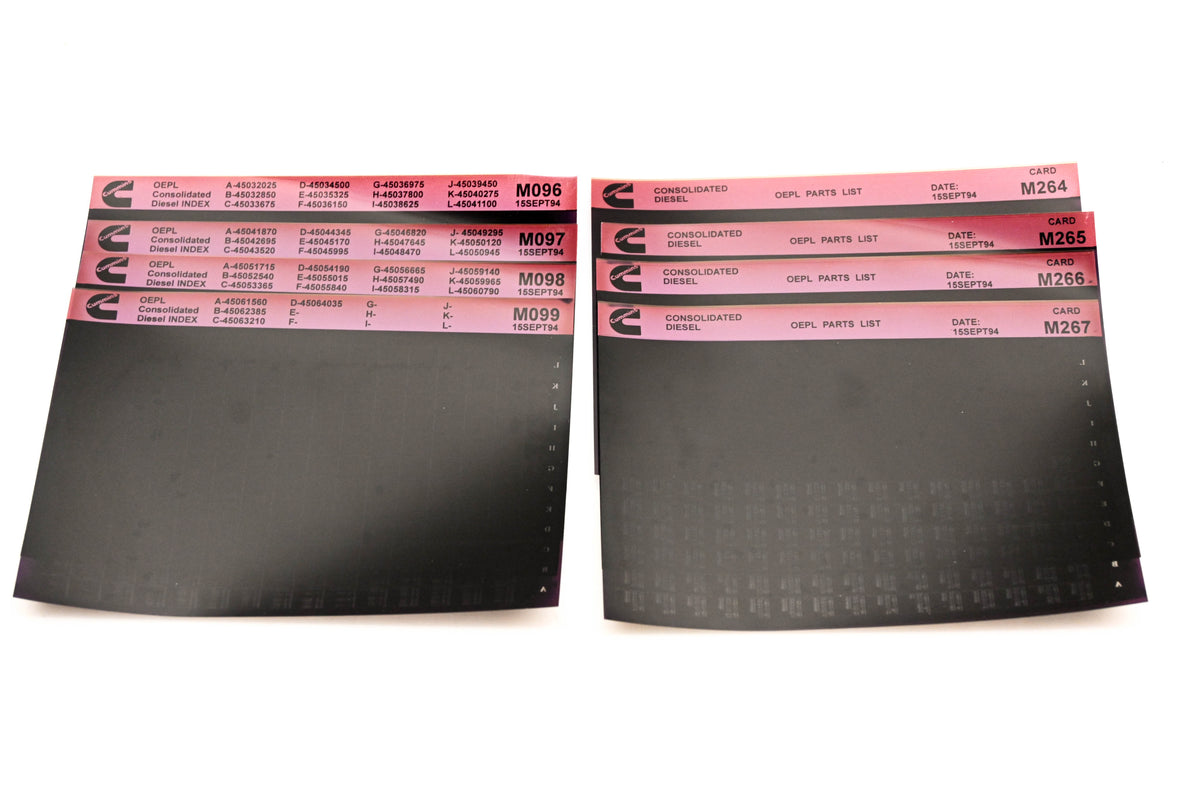 Cummins M096, M099, M267 1994 Consolidated Diesel OEPL Parts List & Index Lot of 8 Microfiche NOS