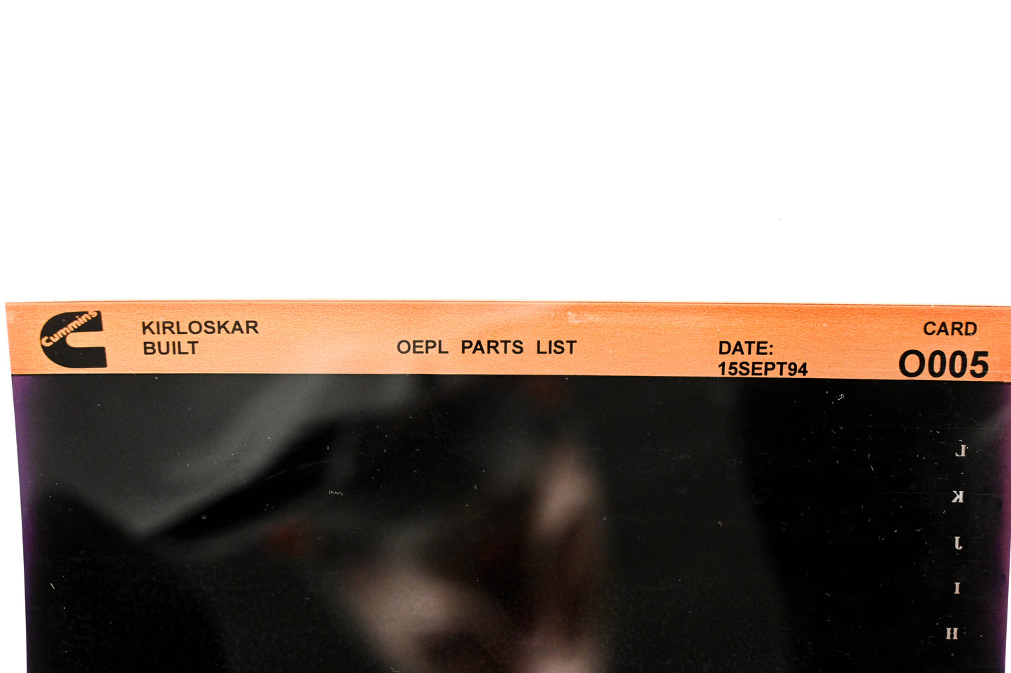 Cummins O005 1994 Kirloskar OEPL Parts List Microfiche NOS