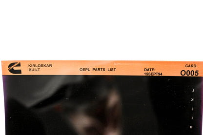Cummins O005 1994 Kirloskar OEPL Parts List Microfiche NOS