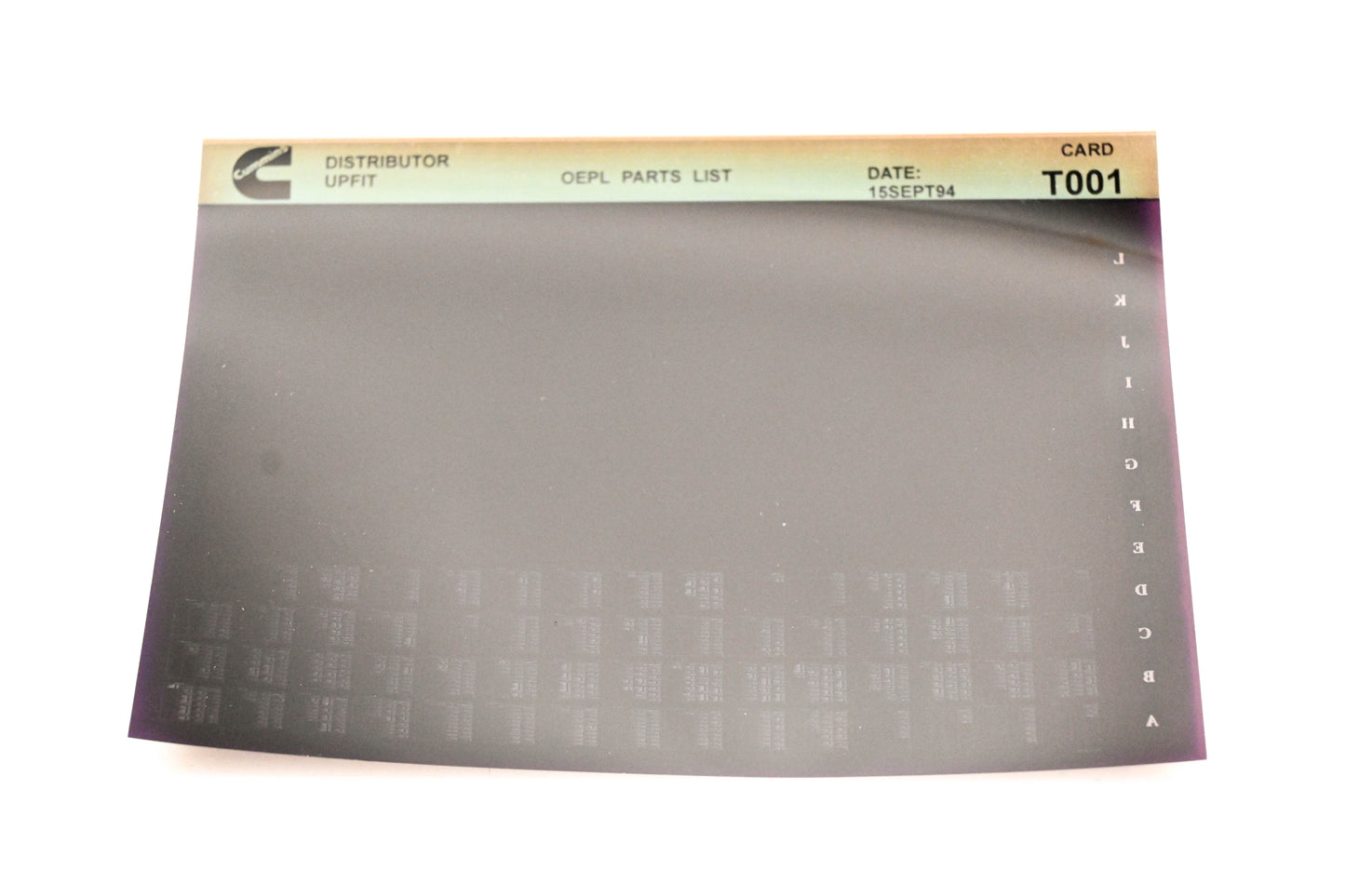 Cummins T001 1994 Upfit OEPL Parts List Microfiche NOS