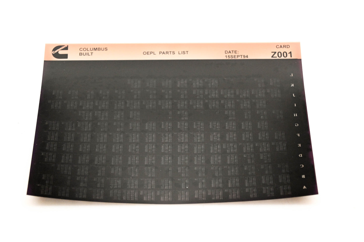 Cummins Z001 1994 Columbus OEPL Parts List Microfiche NOS