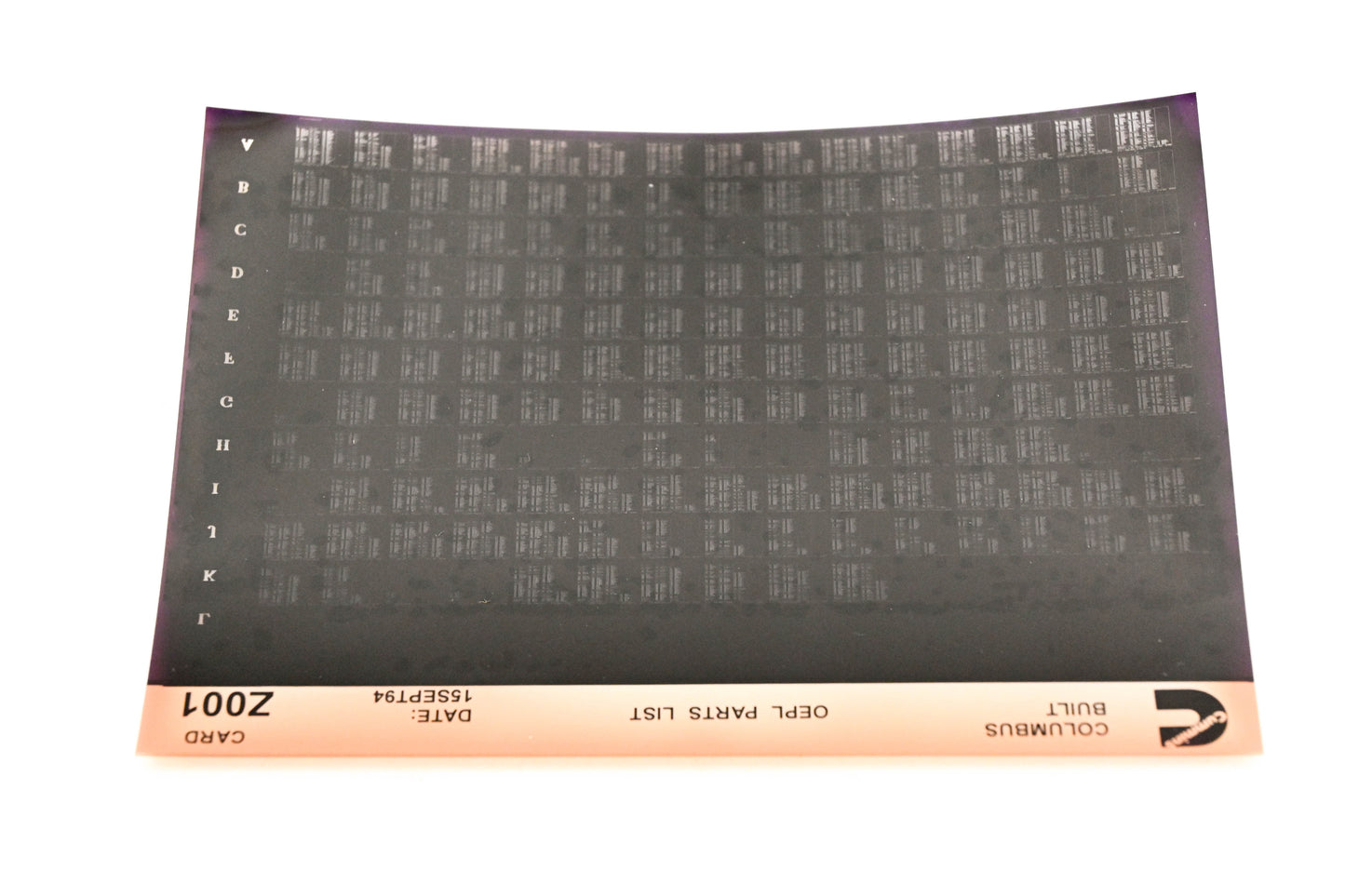 Cummins Z001 1994 Columbus OEPL Parts List Microfiche NOS