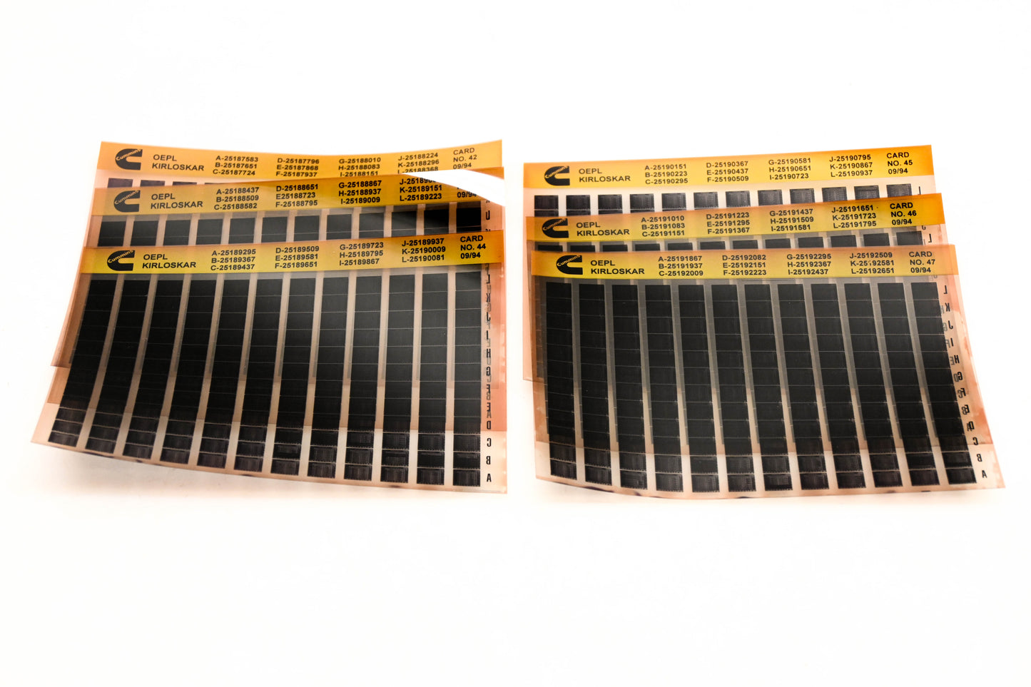 Cummins Card 42, Card 45, Card 47 1994 Kirloskar OEPL List Lot of 6 Microfiche NOS
