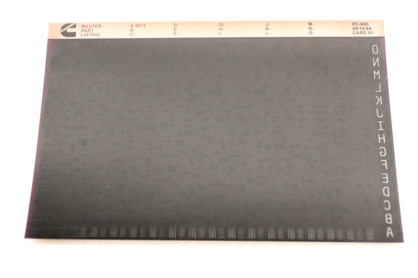 Cummins Card 01 1994 PC-680 Master Part Listing Microfiche NOS