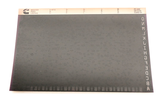 Cummins Card 01 1994 PC-680 Master Part Listing Microfiche NOS