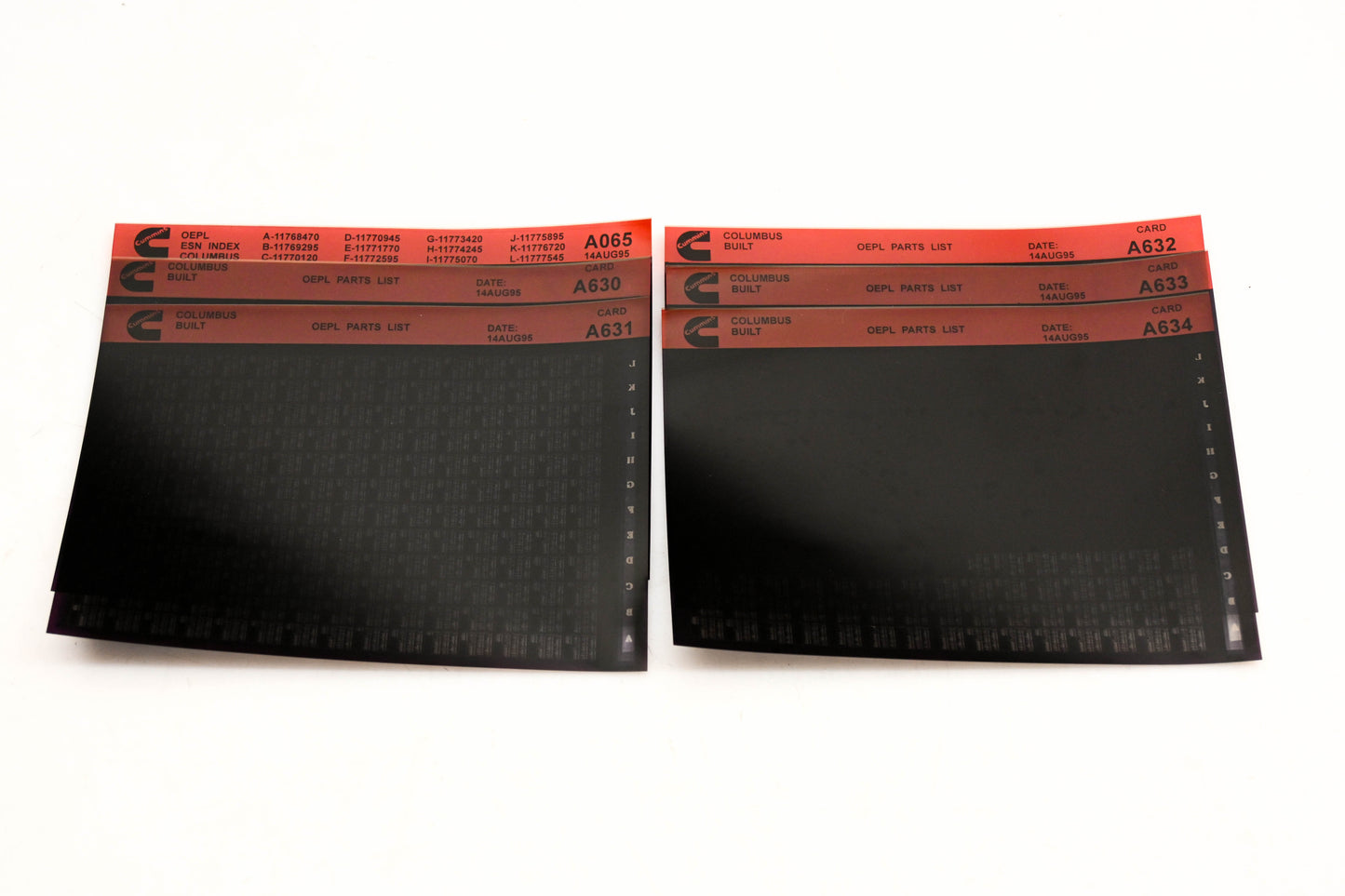 Cummins A065, A630, A634 1995 Columbus OEPL Parts List & ESN Index Lot of 6 Microfiche NOS