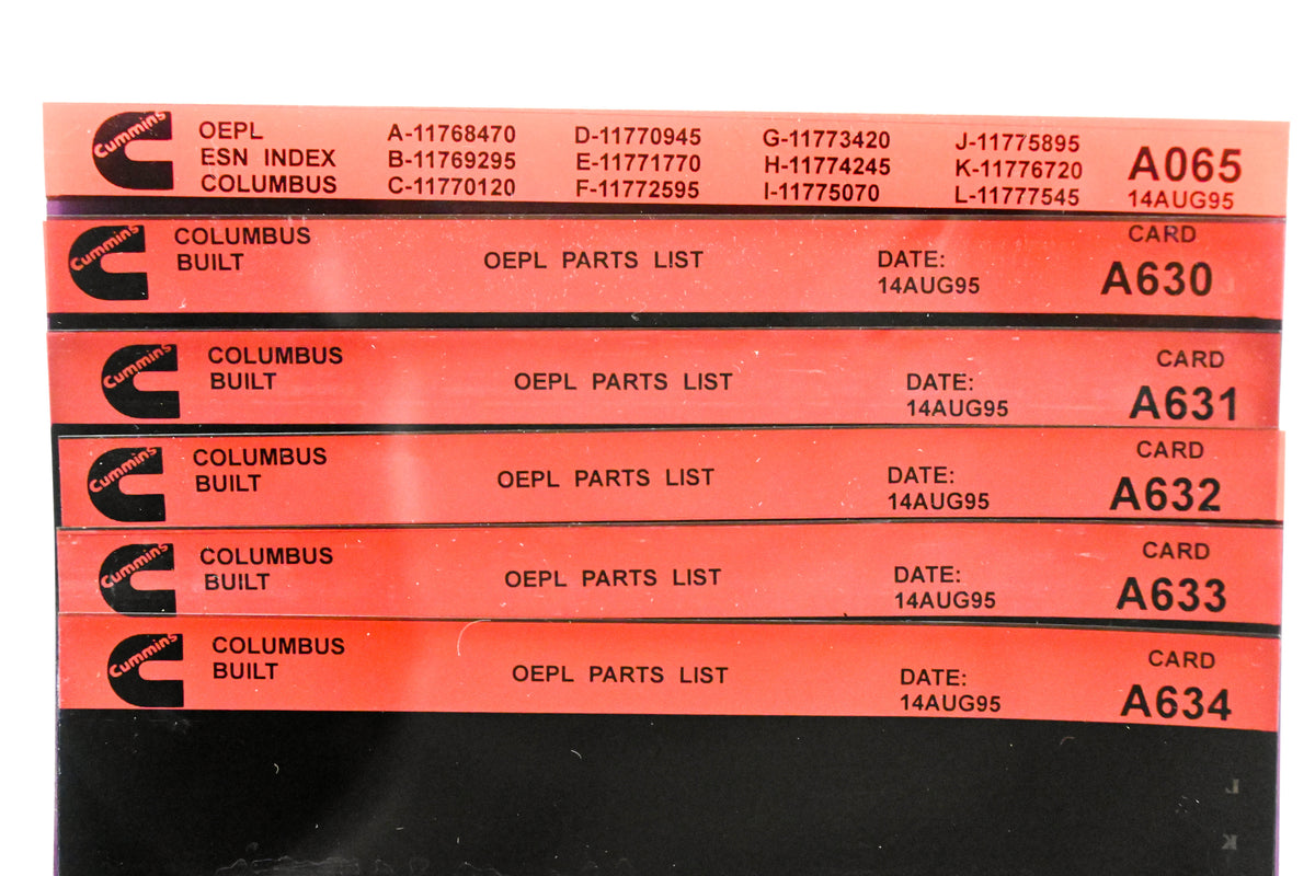 Cummins A065, A630, A634 1995 Columbus OEPL Parts List & ESN Index Lot of 6 Microfiche NOS