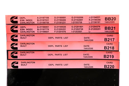 Cummins BB20, B217, B220 1995 Darlington OEPL Parts List & ESN Index Lot of 6 Microfiche NOS