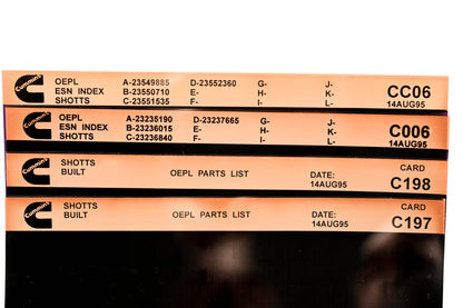 Cummins CC06, C197, C198 1995 Shotts OEPL Parts List & ESN Index Lot of 3 Microfiche NOS