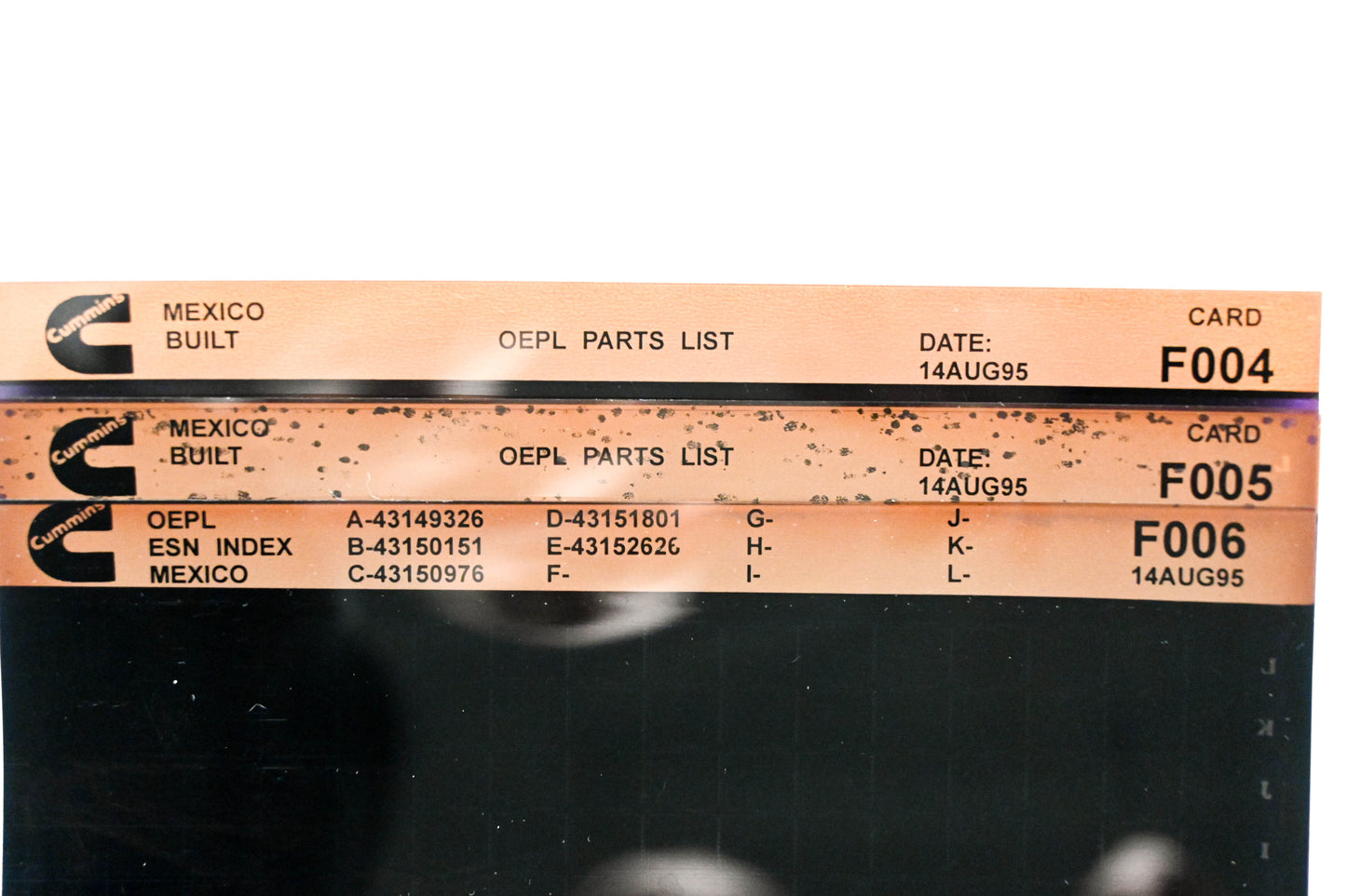 Cummins F004, F005, F006 1995 Mexico OEPL Parts List & ESN Index Lot Of 3 Microfiche NOS