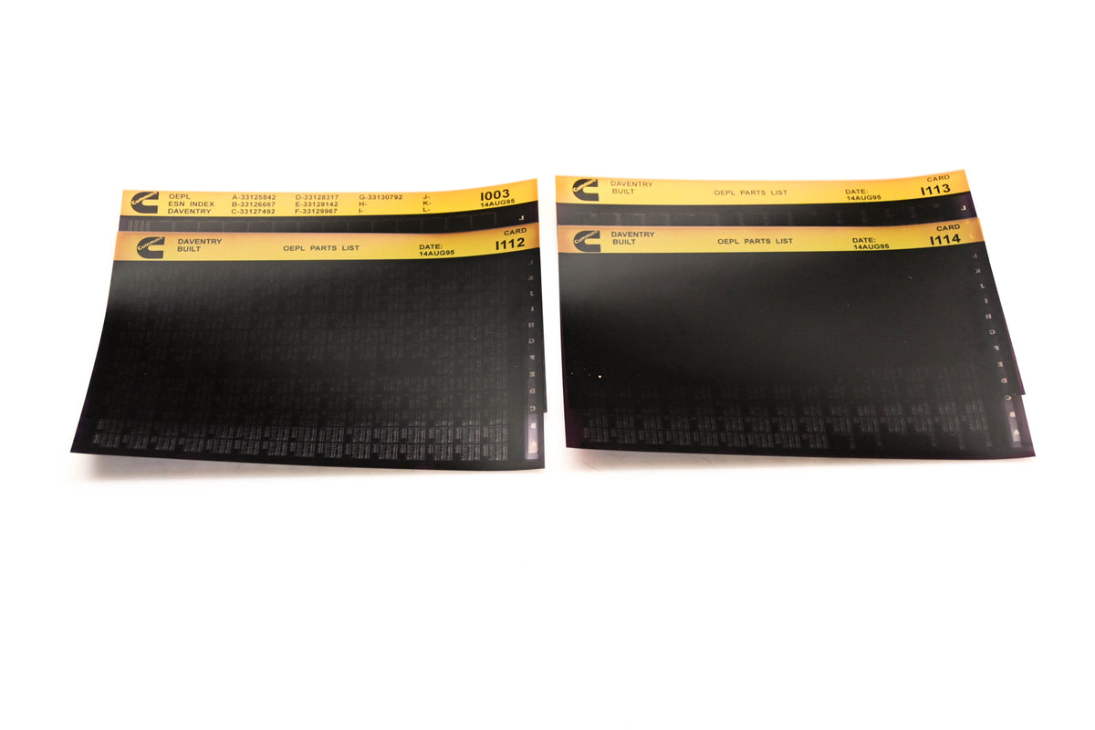 Cummins I003, I112, I113 1995 Daventry OEPL Parts List & ESN Index Lot of 3 Microfiche NOS