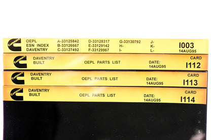 Cummins I003, I112, I113 1995 Daventry OEPL Parts List & ESN Index Lot of 3 Microfiche NOS