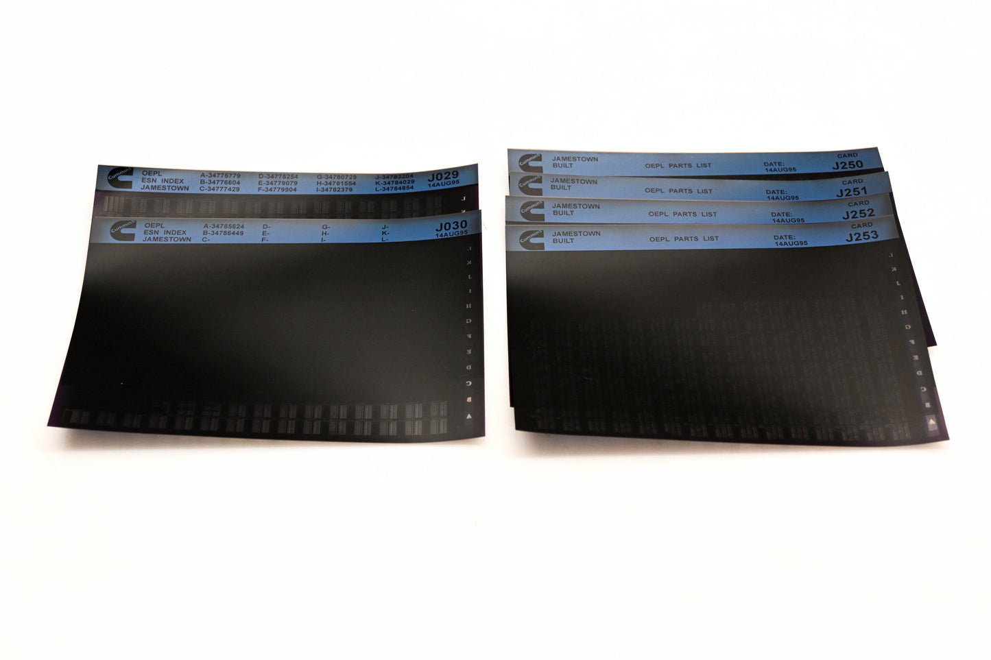 Cummins J029, J250, J253 1995 Jamestown OEPL Parts List & ESN Index Lot Of 6 Microfiche NOS