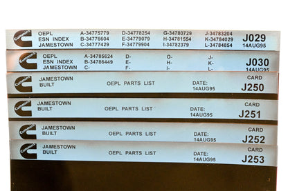 Cummins J029, J250, J253 1995 Jamestown OEPL Parts List & ESN Index Lot Of 6 Microfiche NOS