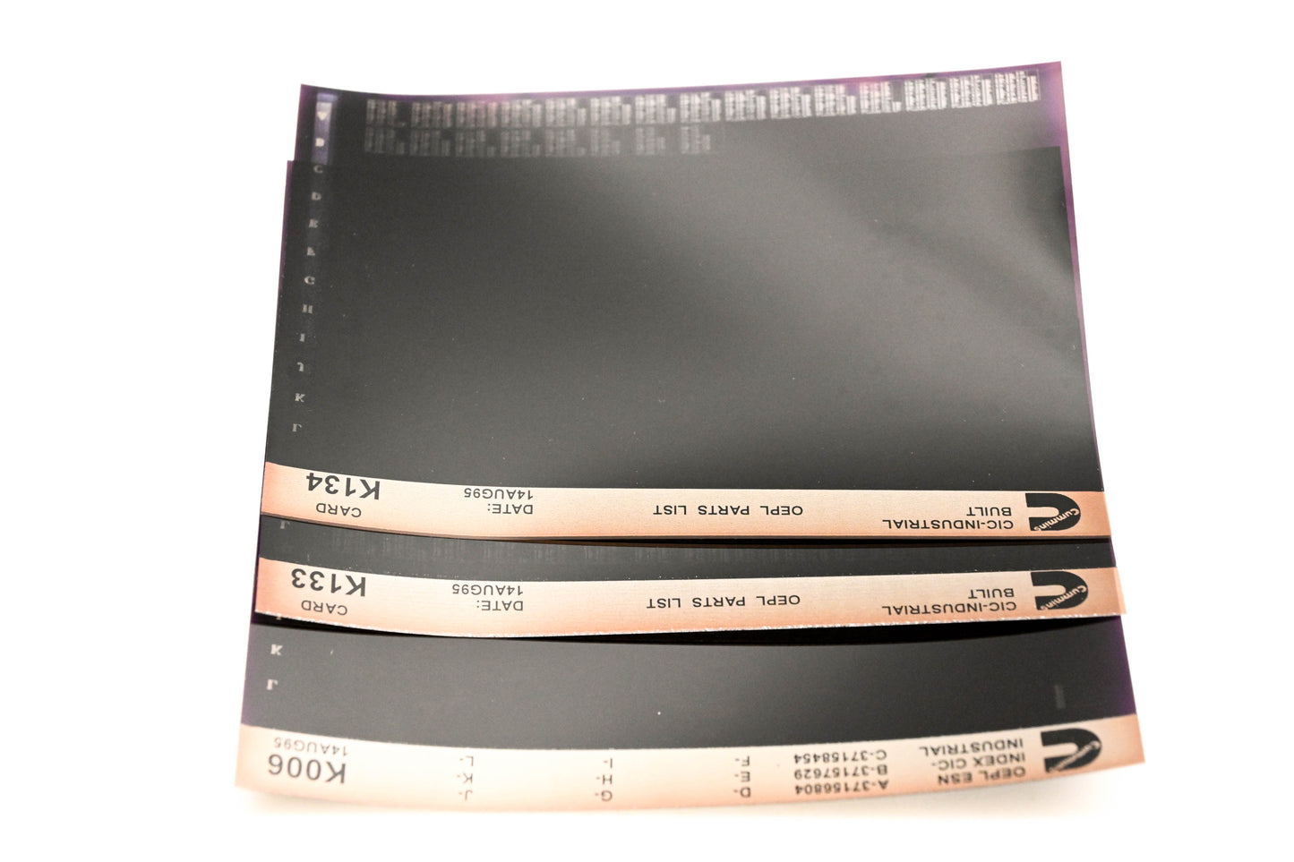 Cummins K006, K133, K134 1995 CIC Industrial OEPL Parts List & ESN Index Lot of 3 Microfiche NOS