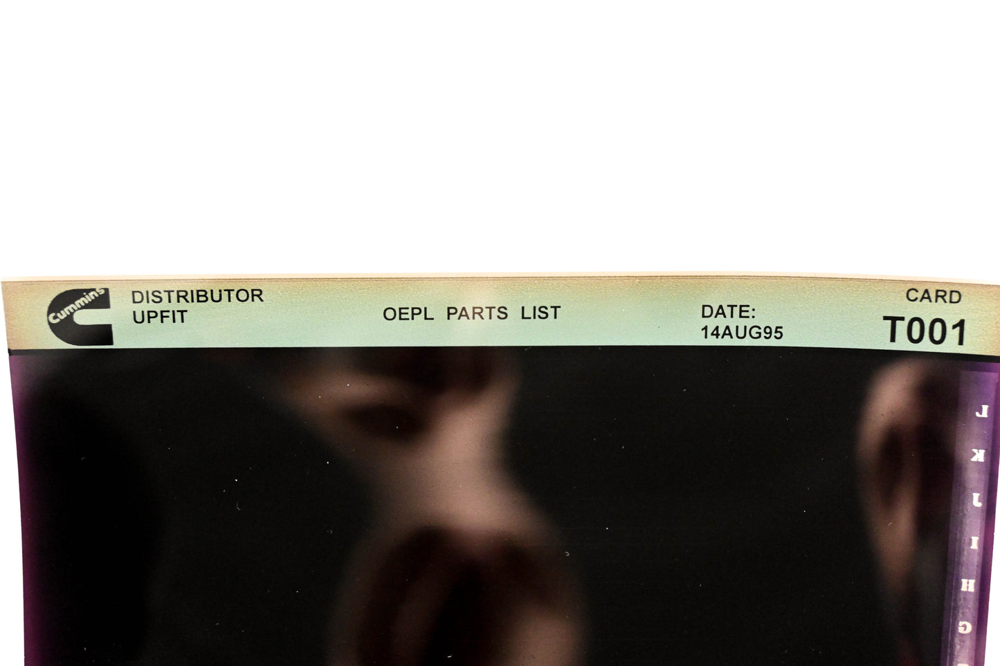 Cummins T001 1995 OEPL Parts List Microfiche NOS