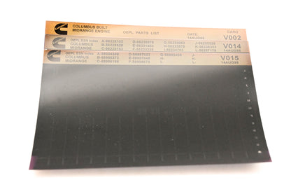 Cummins V002, V014, V015 1995 Columbus Midrange OEPL Parts List & ESN Index Lot Of 3 Microfiche NOS