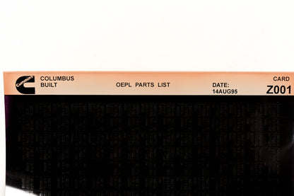 Cummins Z001 1995 Columbus OEPL Parts List Microfiche NOS