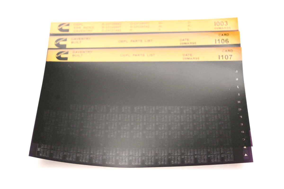 Cummins I003, I106, I107 1995 Daventry OEPL Parts List & ESN Index Lot of 3 Microfiche NOS