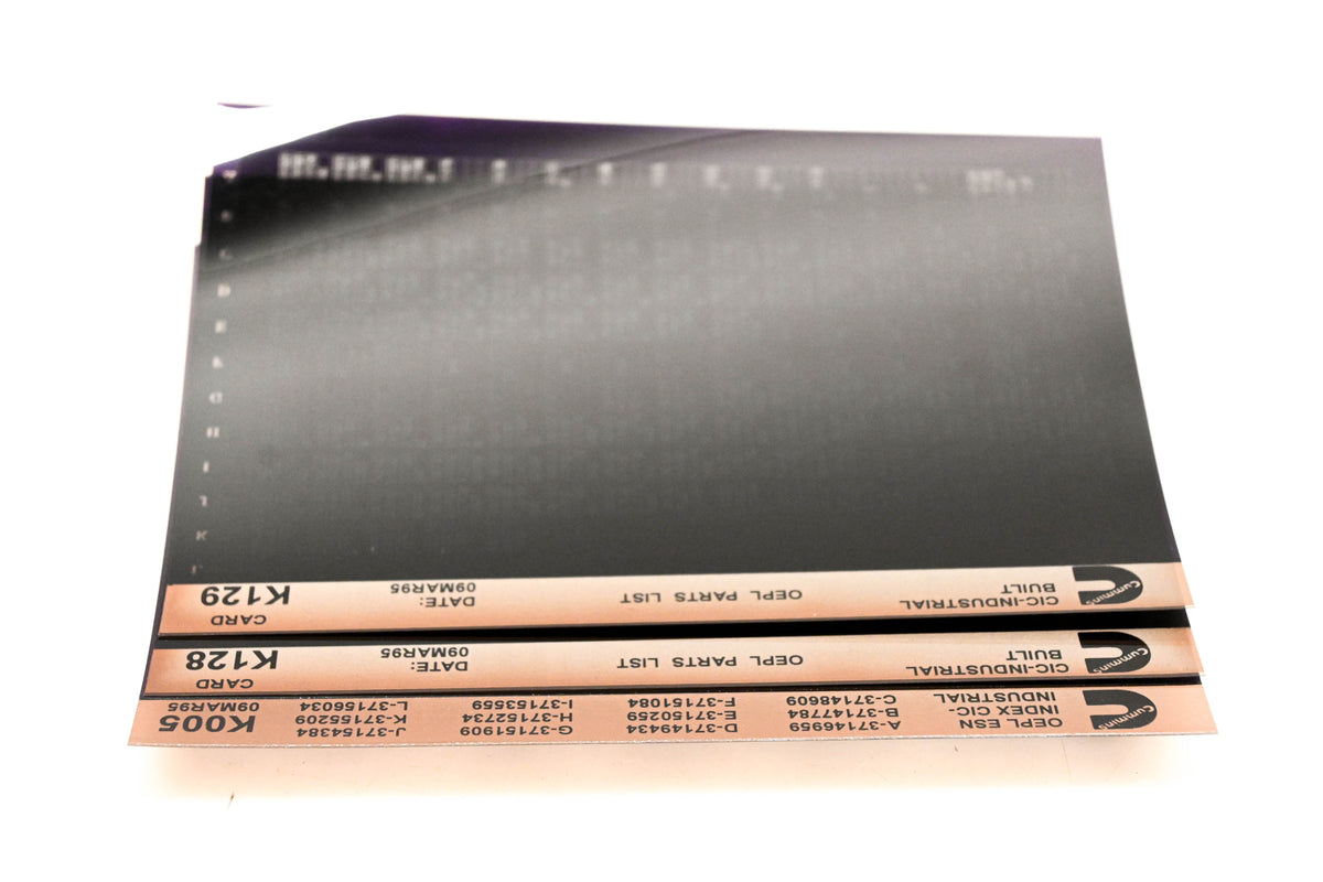 Cummins K005, K128, K129 1995 CIC Industrial OEPL Parts List & ESN Index Lot of 3 Microfiche NOS