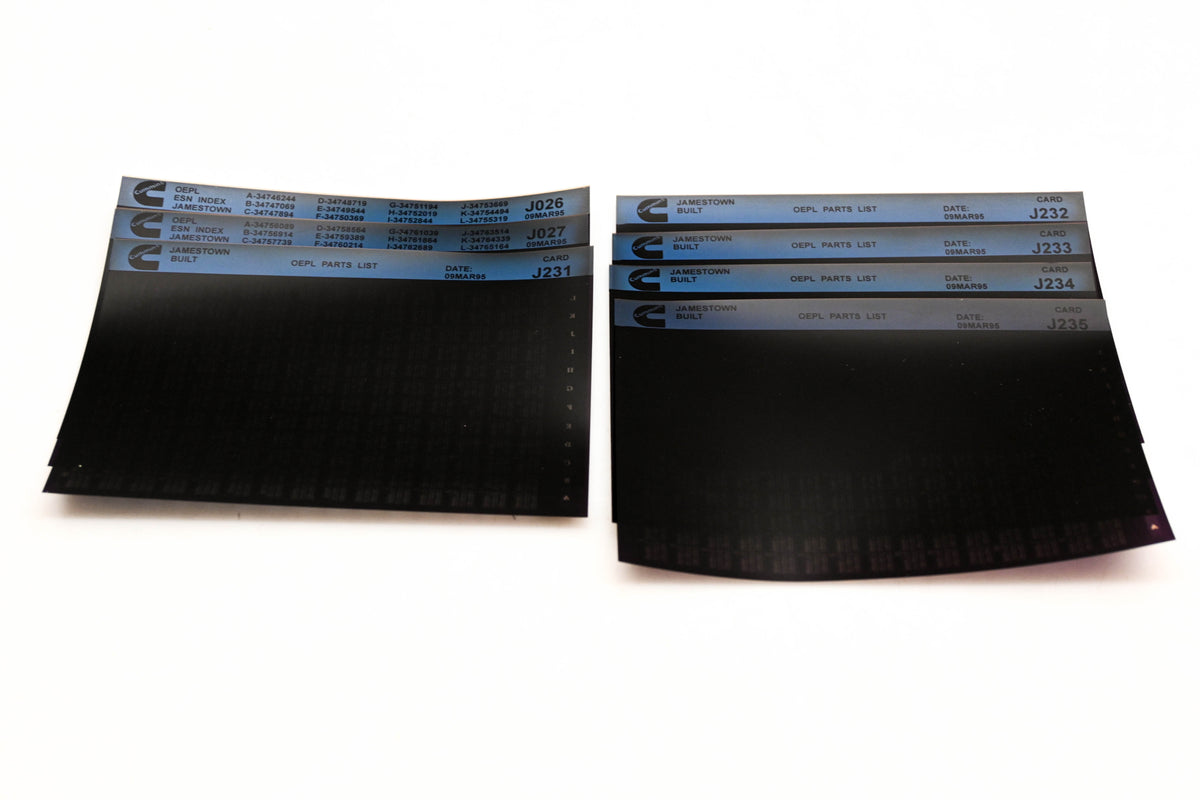 Cummins J026, J231, J235 1995 Jamestown OEPL Parts List & ESN Index Lot Of7 Microfiche NOS
