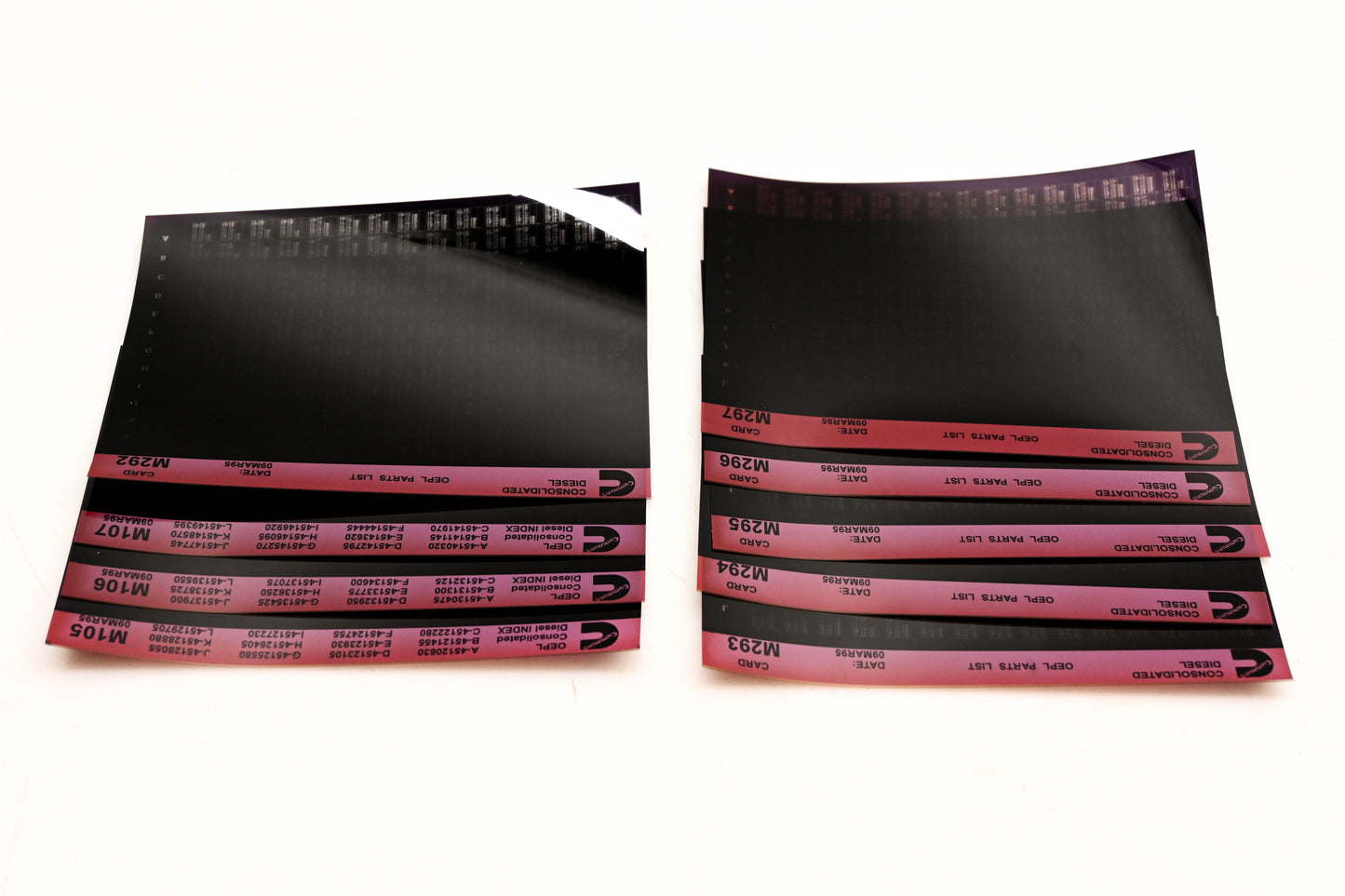 Cummins M105, M292, M297 1995 Consolidated Diesel OEPL Parts List & ESN Index Lot Of 9 Microfiche NOS