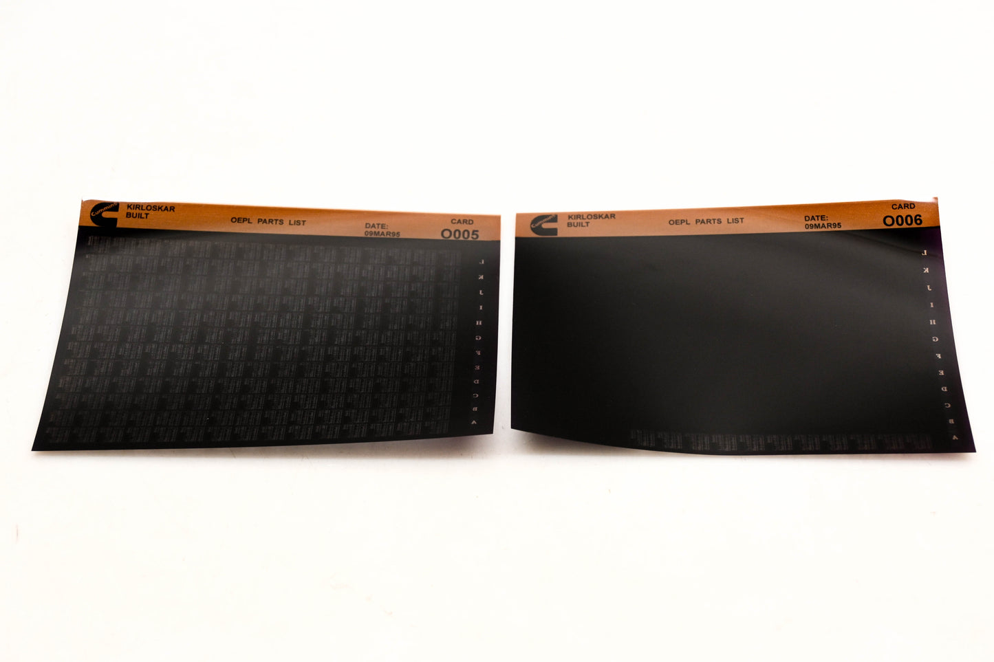 Cummins O005, O006 1995 Kirloskar OEPL Parts List & ESN Index Lot of 2 Microfiche NOS