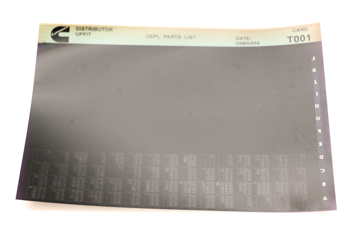 Cummins T001 1995 Upfit OEPL Parts List Microfiche NOS