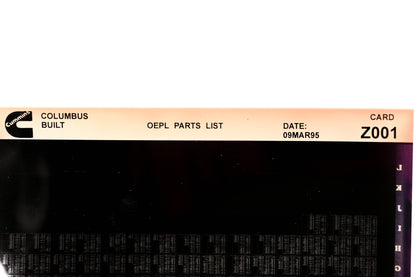 Cummins Z001 1995 Columbus OEPL Parts List Microfiche NOS
