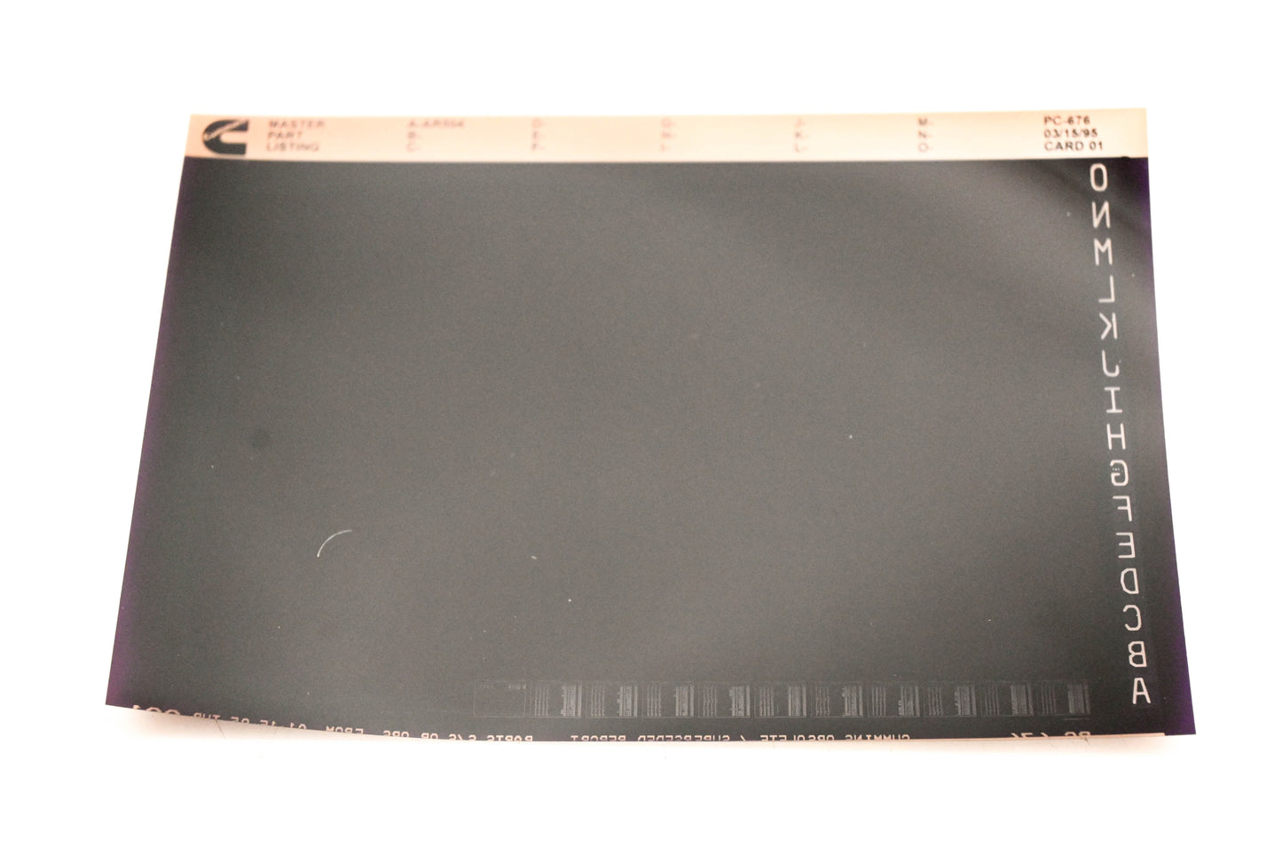 Cummins YN005-128 1995 PC-676 Master Parts Listing Microfiche NOS