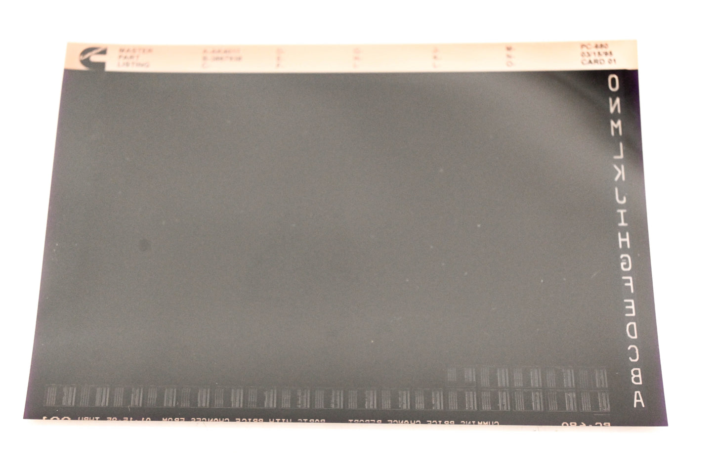 Cummins YN005-130 1995 PC-680 Master Parts Listing Microfiche NOS