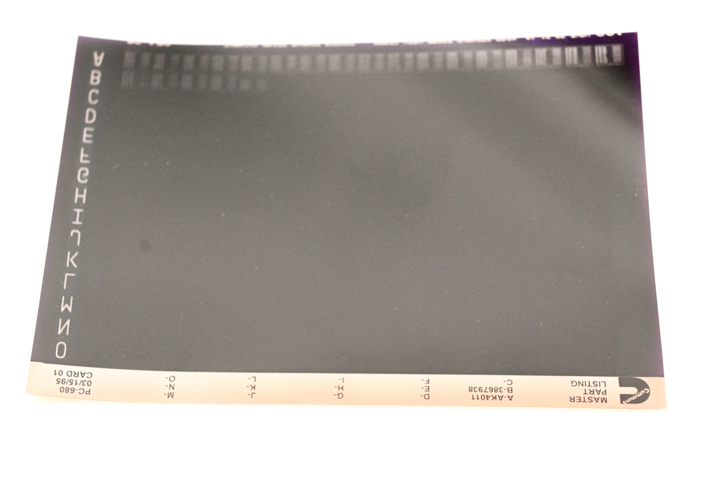 Cummins YN005-130 1995 PC-680 Master Parts Listing Microfiche NOS