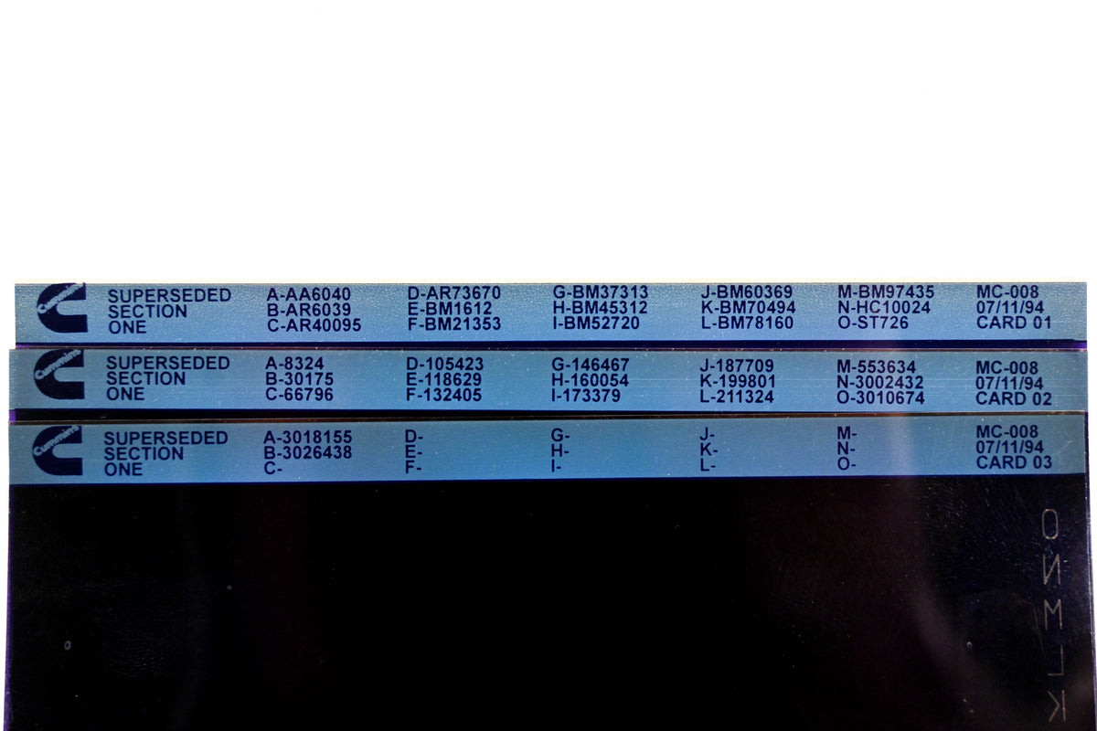 Cummins YN005-131 1994 MC-008 Superseded Section One Lot Of 3 Microfiche NOS