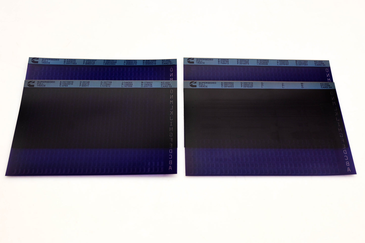 Cummins YN005-132 1994 KC-023 Superseded Full Trace Lot Of 4 Microfiche NOS